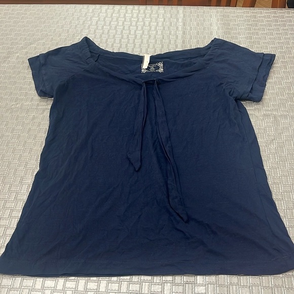 Studio II Navy Blue Tie Front Short Sleeve Tee Women’s 1X - Picture 1 of 7